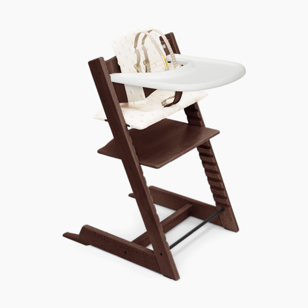 Stokke Tripp Trapp High Chair Complete - Walnut/Wheat Cream Cushion/White Tray.