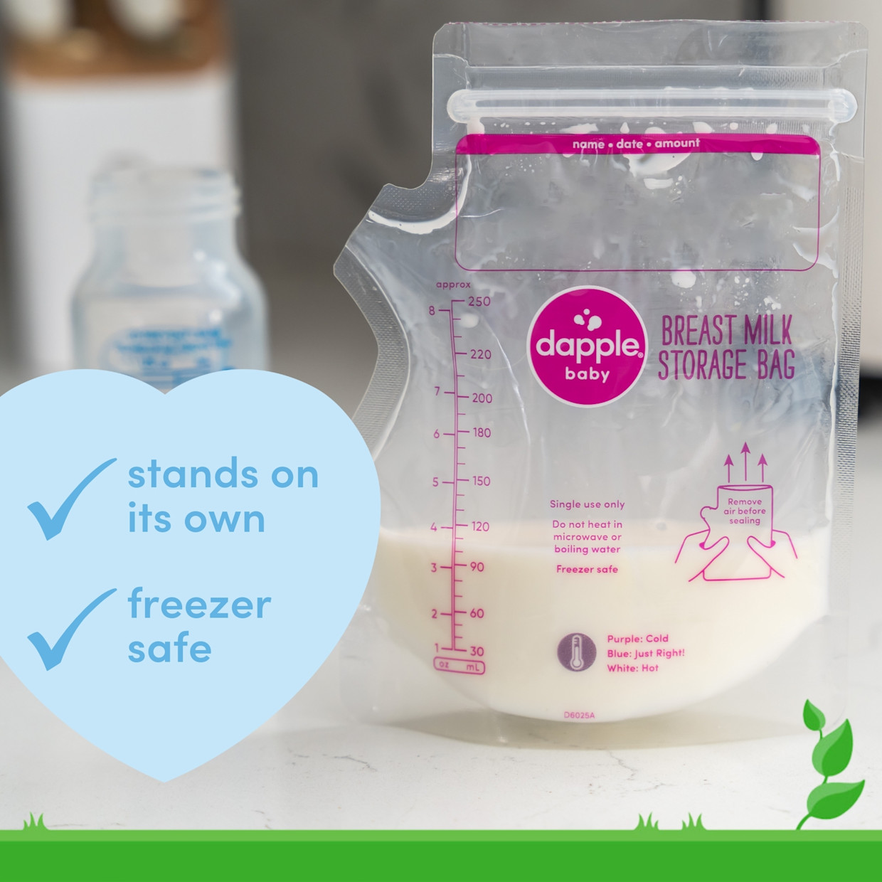 Dapple Temp-Sensing No-Leak Breast Milk Storage Bag with Easy Pour Spout - 100.