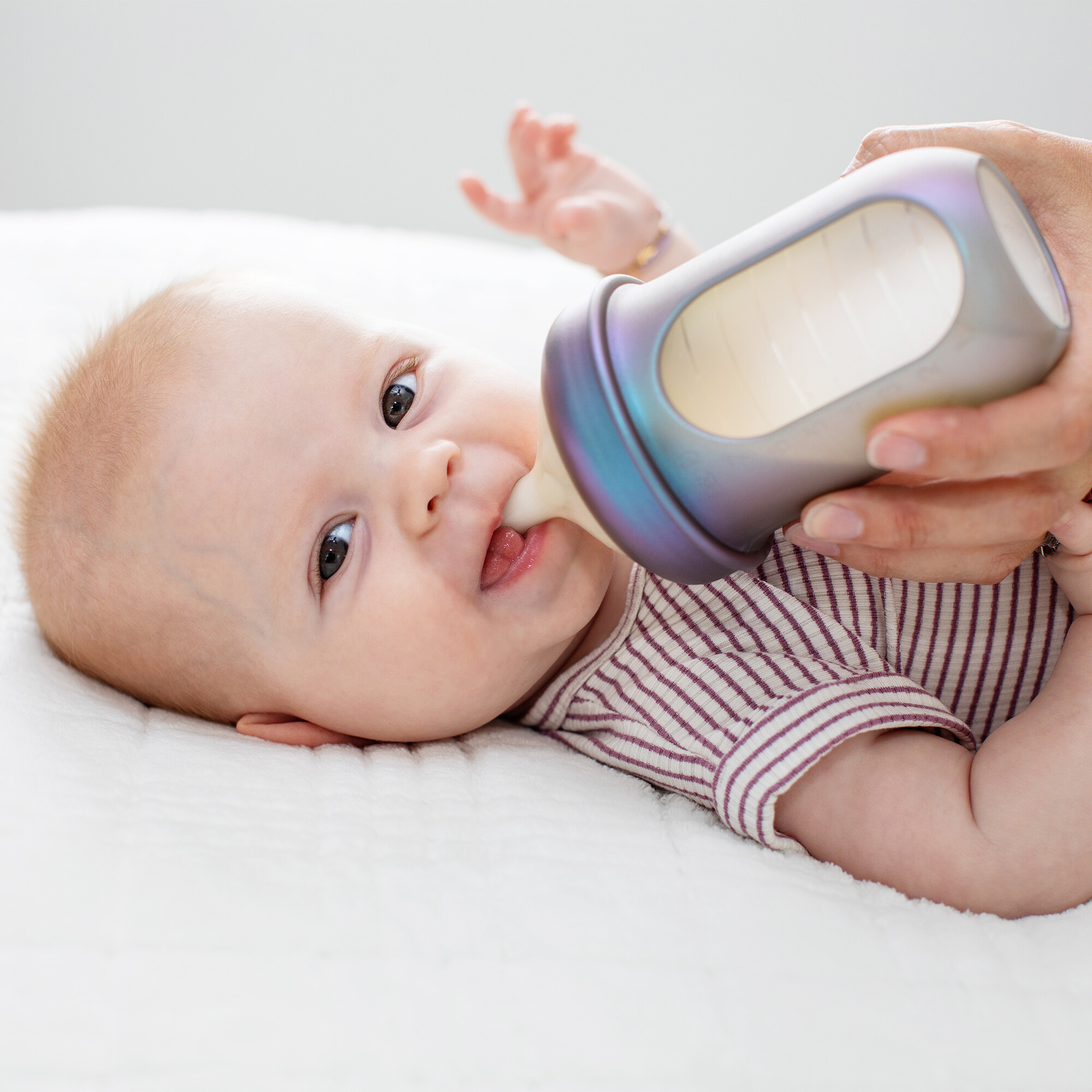 Boon NURSH Silicone Pouch Bottles - Metallic Multi Color, 8 Oz.