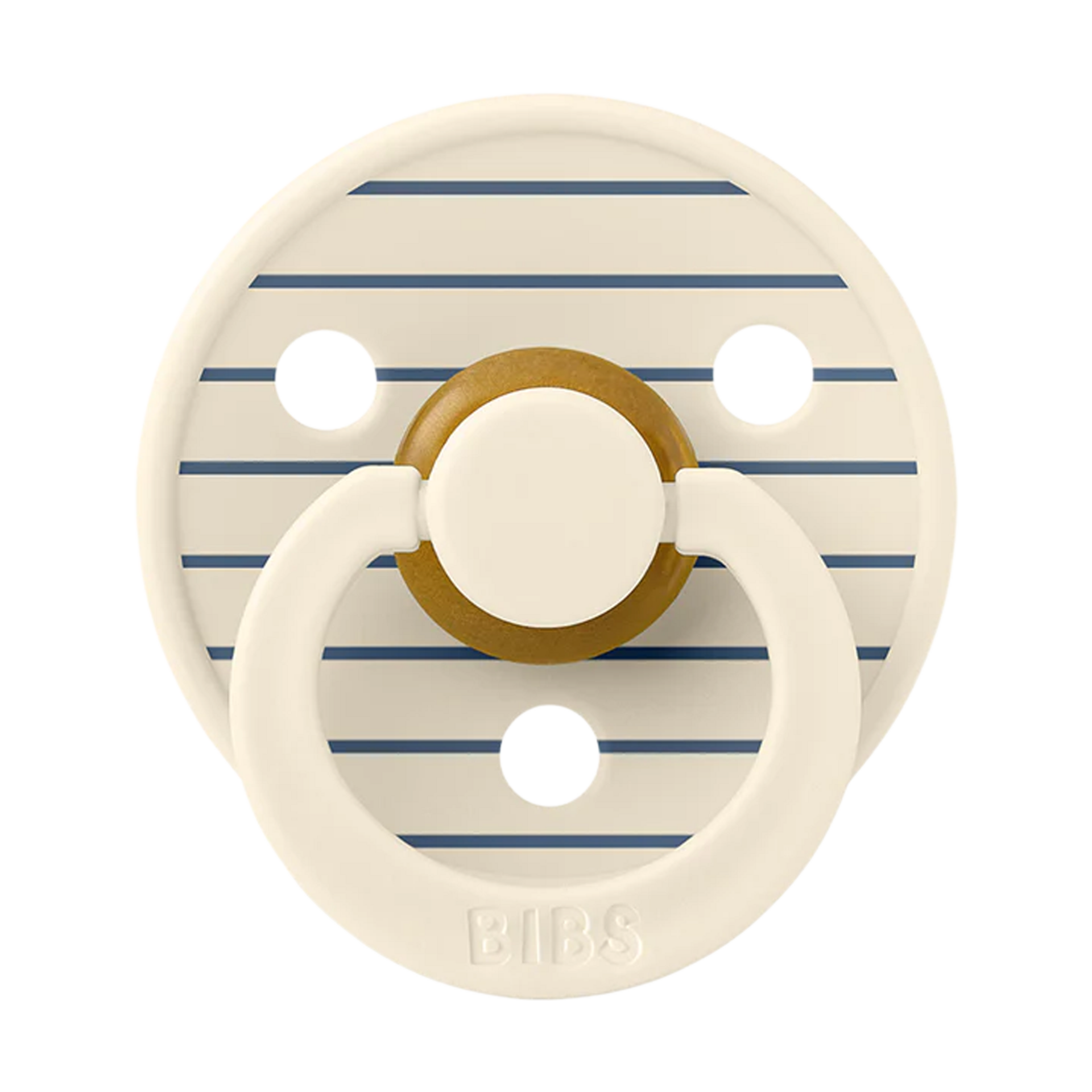 BIBS Studio Pin Colour Natural Rubber Pacificier (2-pack) - Ivory Steel Blue, Size 1.