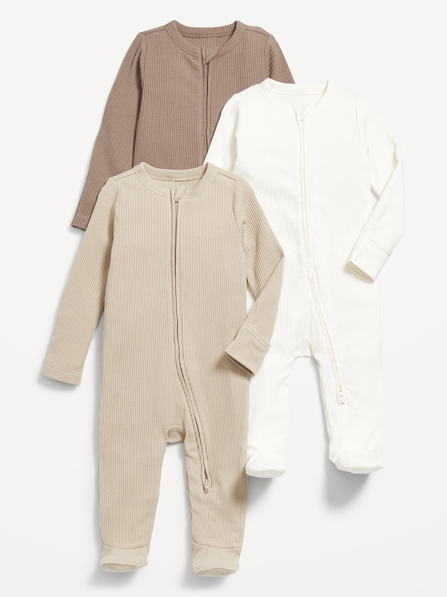 Unisex 2-Way-Zip Sleep & Play Footed One-Piece 3-Pack for Baby.