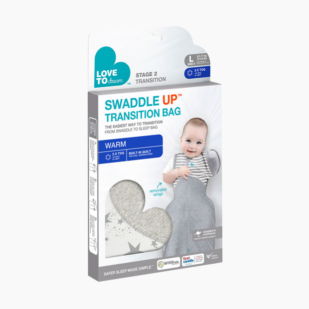 Love to Dream Swaddle UP Transition Bag Warm 2.5 TOG - White, Medium (13-19 lbs.).