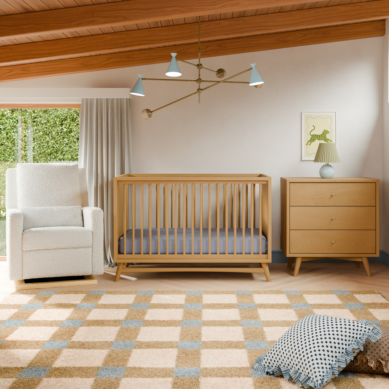 babyletto Peggy 3-in-1 Convertible Crib with Toddler Bed Conversion Kit - Honey.