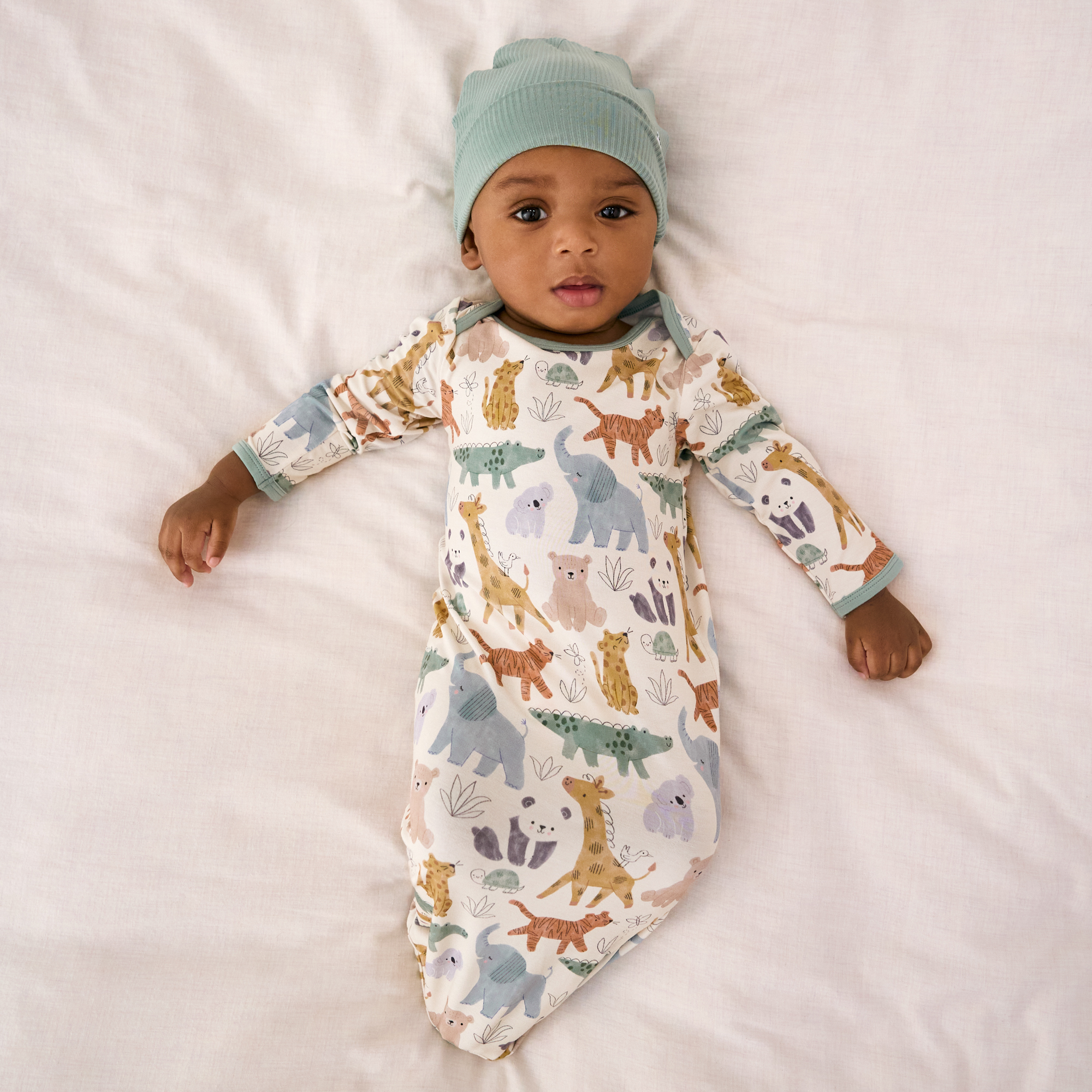 Little Sleepies Infant Gown - Sweet Safari, Newborn / 0-3 Months.