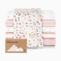 Organic Burp Cloths Baby Boy, Girl - 6-Pack Large 100% Cotton Burping Cloths for Babies, Spit Up Rags, Super Absorbent, Ultra Soft Newborn Rag, Gender Neutral, Machine Washable, Durable (Sweet Charm)