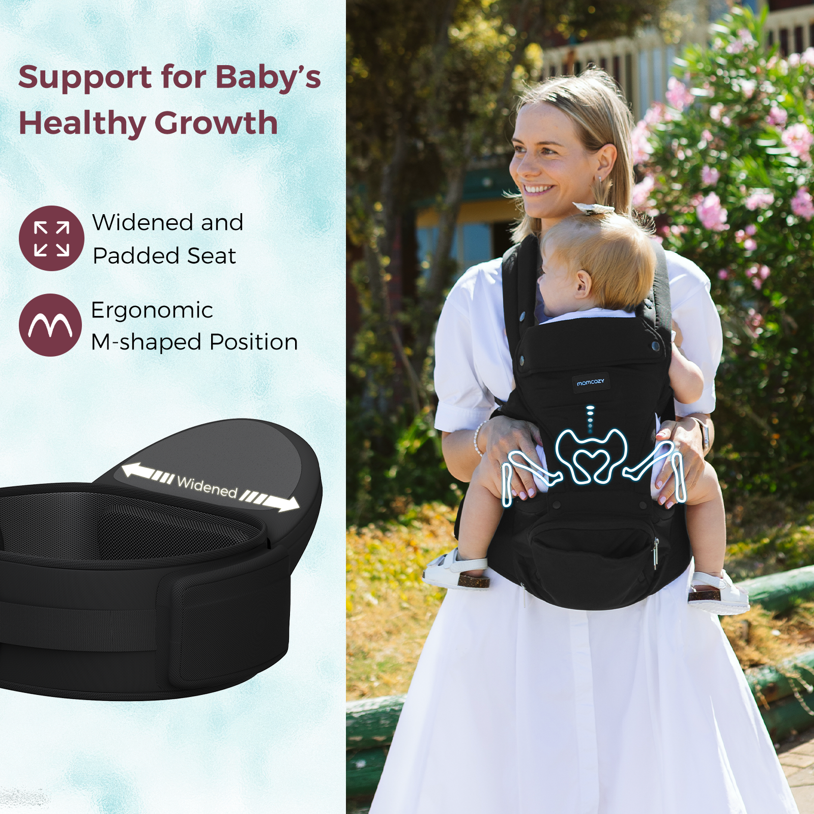 Momcozy 2-in-1 Baby Carrier - Black.