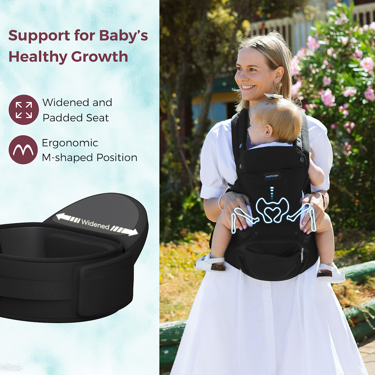 Momcozy 2-in-1 Baby Carrier - Black.