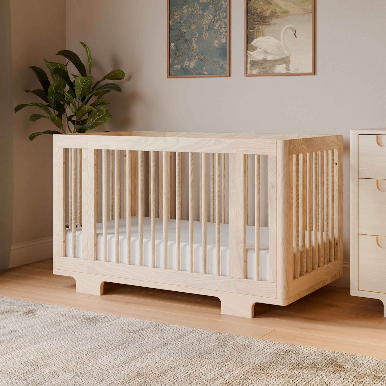 babyletto Yuzu 8-in-1 Convertible Crib with All-Stages Conversion Kits - Washed Natural.