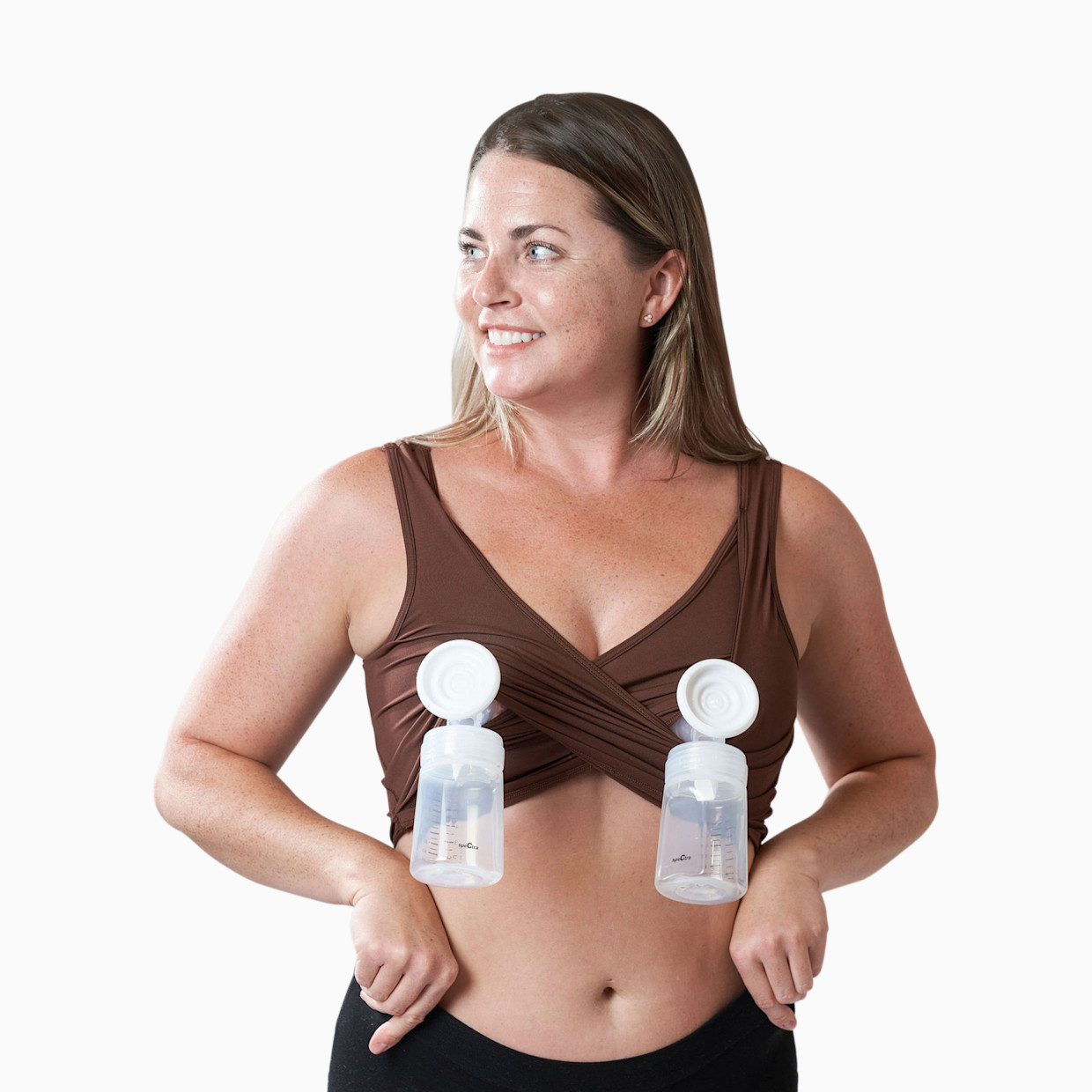 Larken Larken X Nursing + Hands - Free Pumping Bra Bundle (2 pack) - Black, Mocha, XS.
