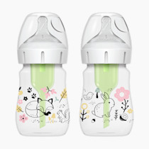 Dr. Brown’s Natural Flow Anti-Colic Options+ Wide-Neck Baby Bottle Designer Edition Bottles, Woodland Decos, 5 oz/150 mL, Level 1 Nipple, 2-Pack, 0m+