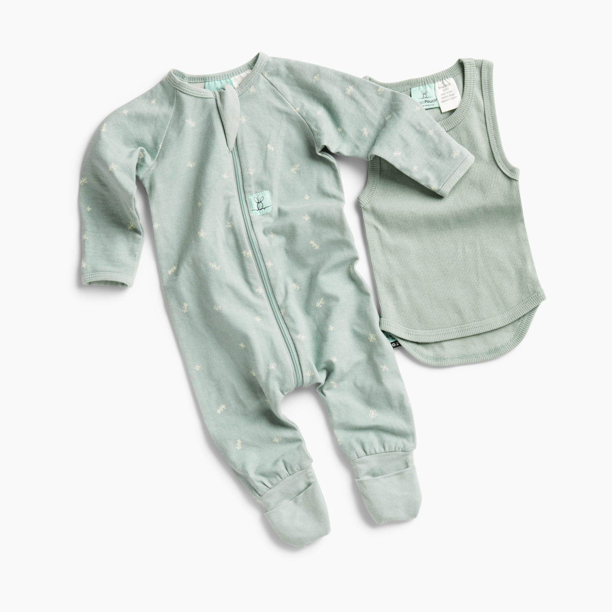ergoPouch Gift Set 0.2 Tog Long Sleeve Layer and Long Sleeveless Tee - Sage.