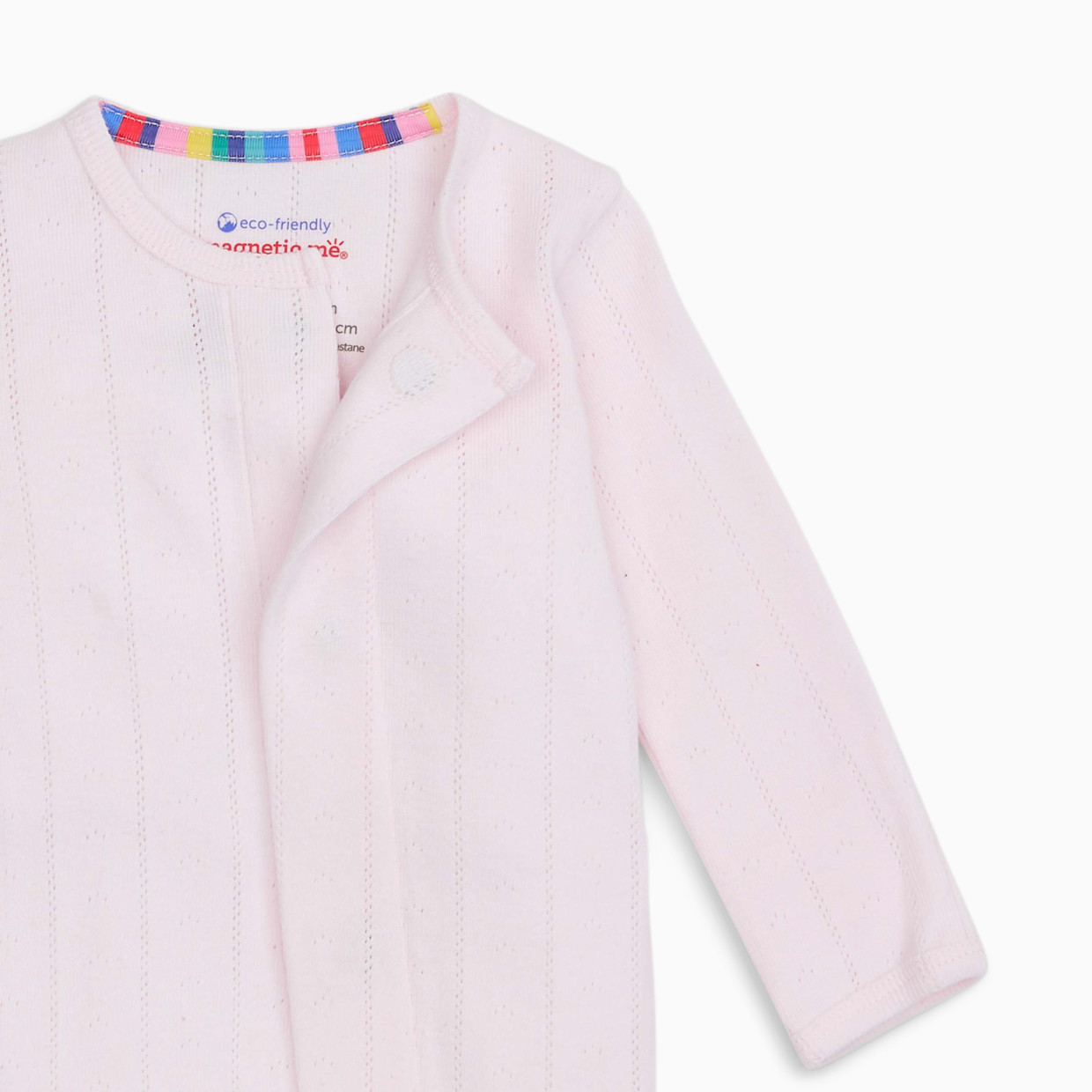 Magnetic Me Pointelle Organic Cotton Footie - Pink, Newborn.