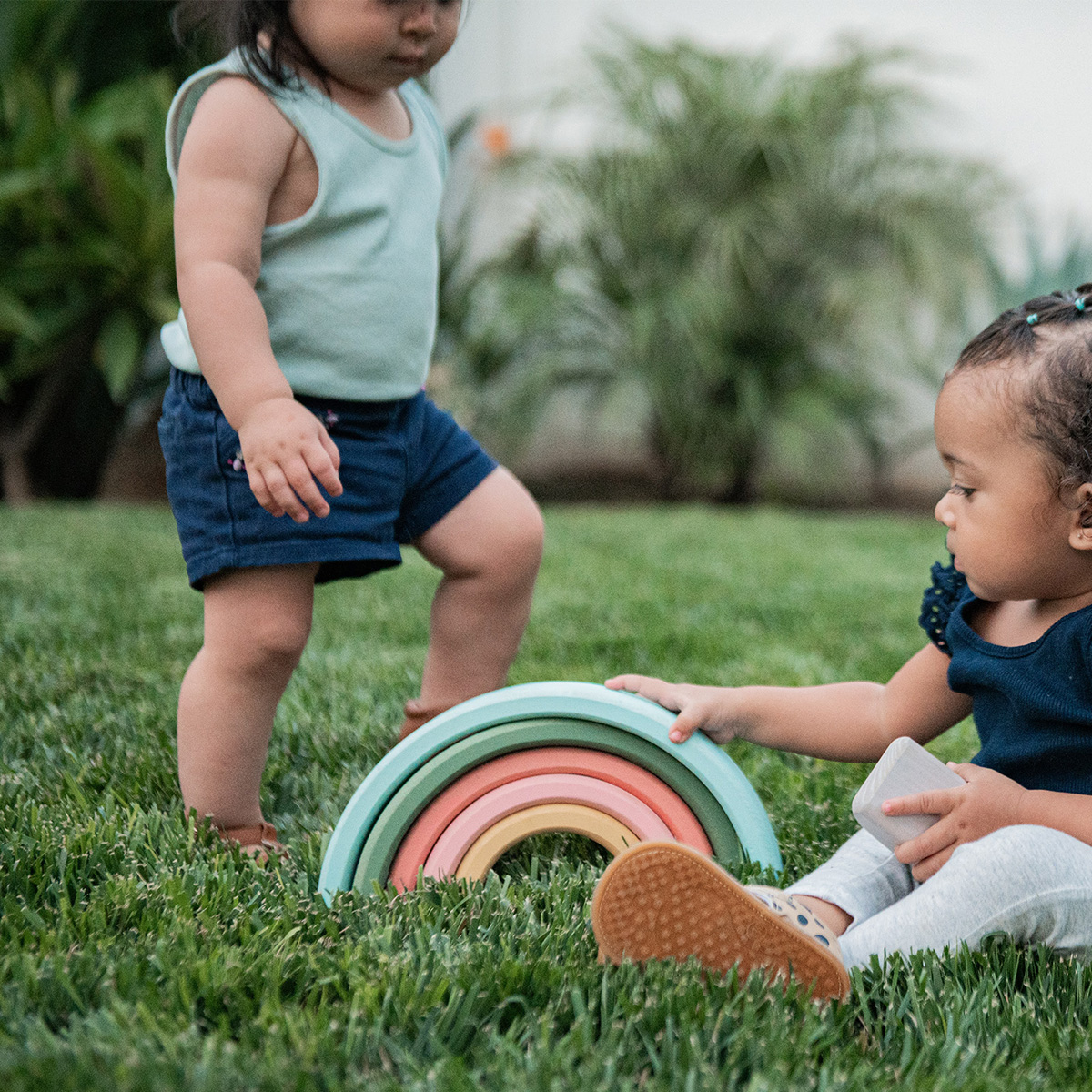 Wonder & Wise Rainbow Wooden Nesting Blocks.