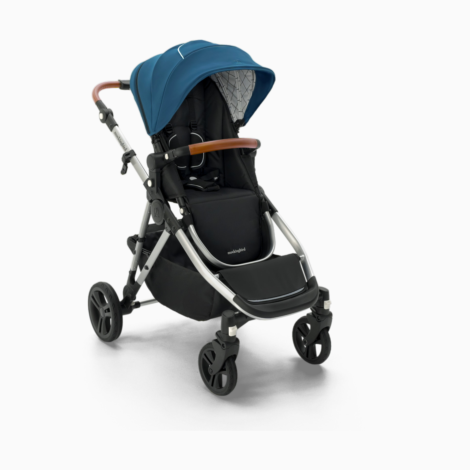 Mockingbird Single Stroller 2.0 - Black/Windowpane Canopy With