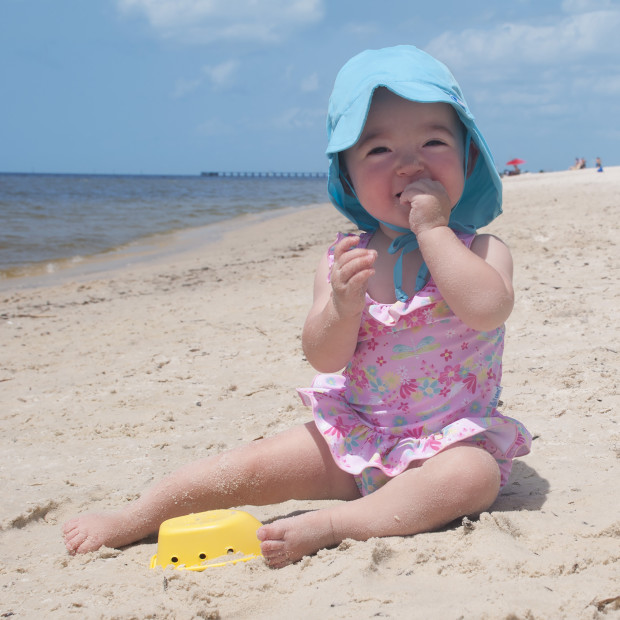 GREEN SPROUTS Flap Sun Protection Hat - Aqua, 0-6 Months.