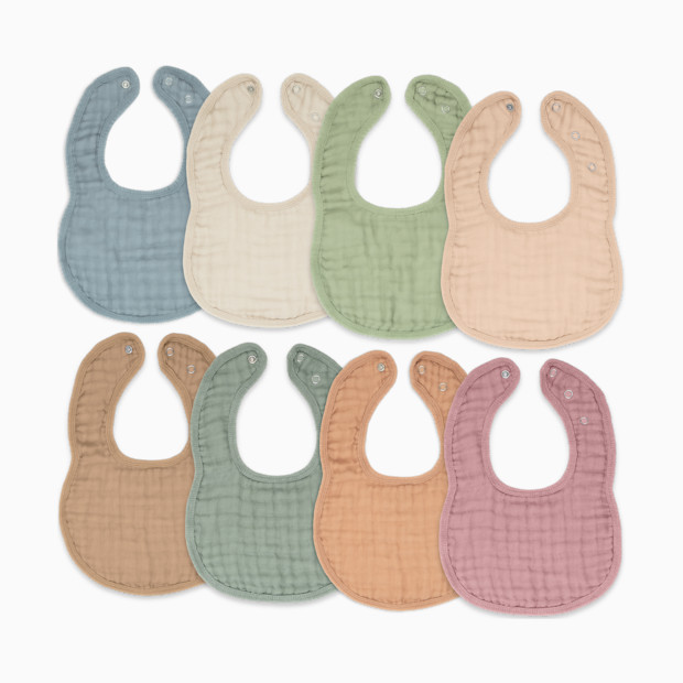 Comfy Cubs Muslin Bibs with Adjustable Snaps (8 Pack).