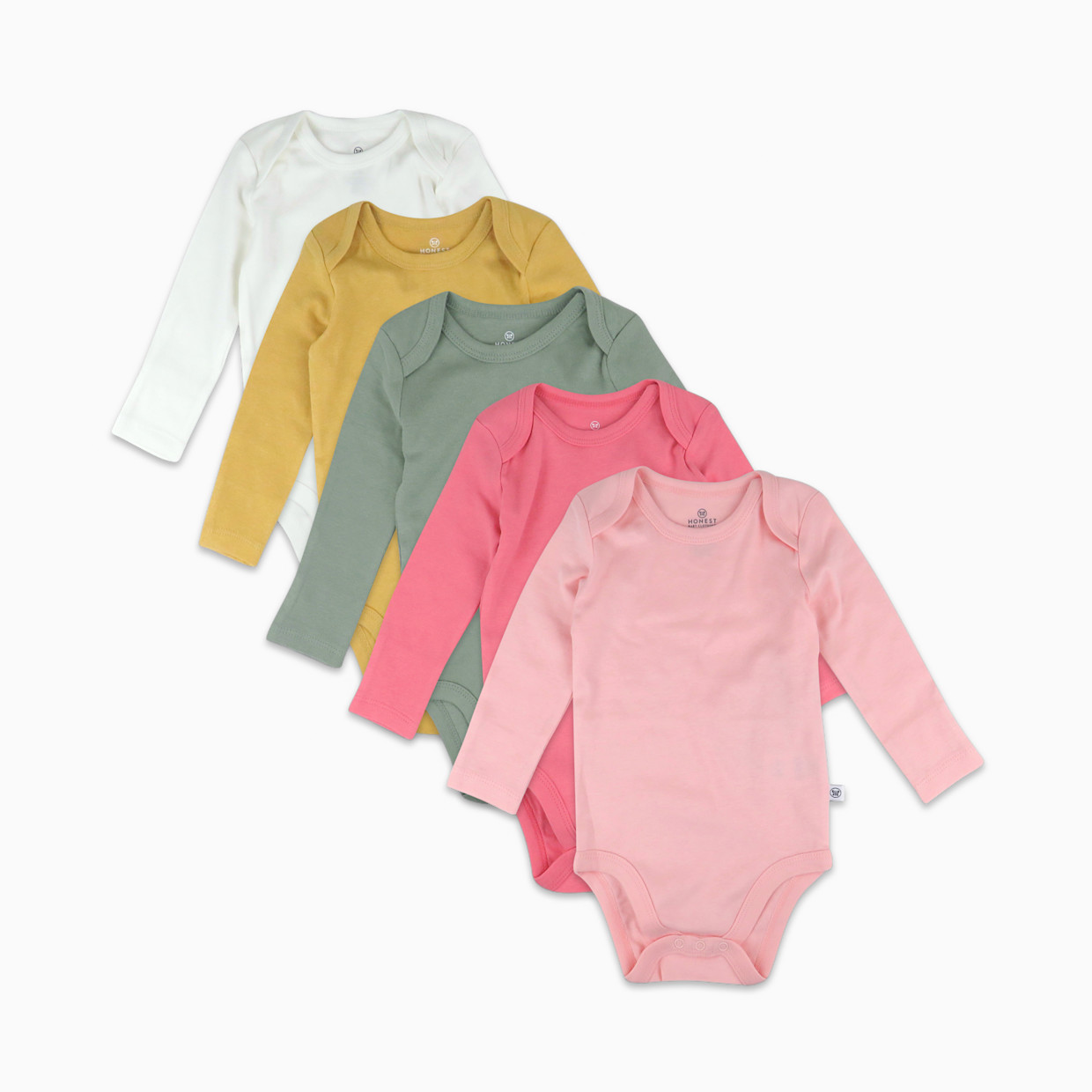 Honest Baby Clothing 5-Pack Organic Cotton Long Sleeve Bodysuit - Strawberry Ice, Newborn.