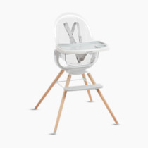 Munchkin® 360° Cloud™ Baby and Toddler High Chair with Clear Seat and 360° Swivel, White and Grey with Wooden Legs