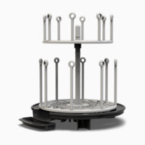 The First Years Spin Stack Bottle Drying Rack — Black — 2-Tier Rotating Countertop Drying Rack for Up to 16 Bottles — Baby Essentials for Everyday Use