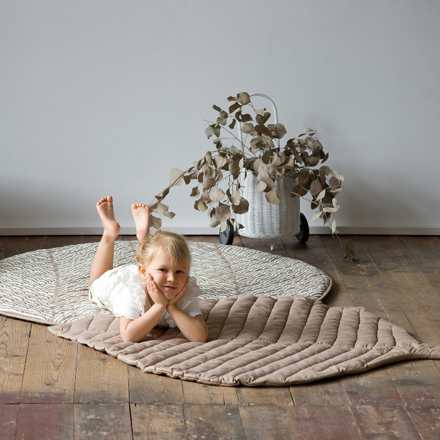 Toddlekind Organic Cotton Quilted Leaf Play Mat - Tan.
