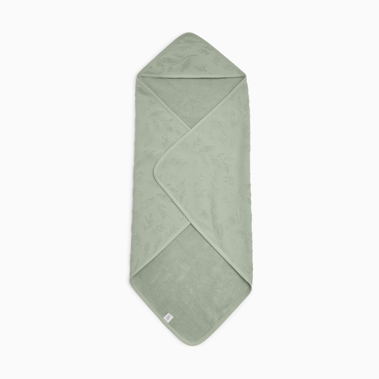 Tiny Kind Organic Cotton Icon Hooded Towel - Sage Leaf, 0-12 M.