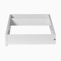 White changing topper with raised sides and cutout hooks