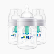 Philips Avent Biberón Anticólicos, 1 M+, 4 oz, Transparente, Paquete de 3, SCY701/93