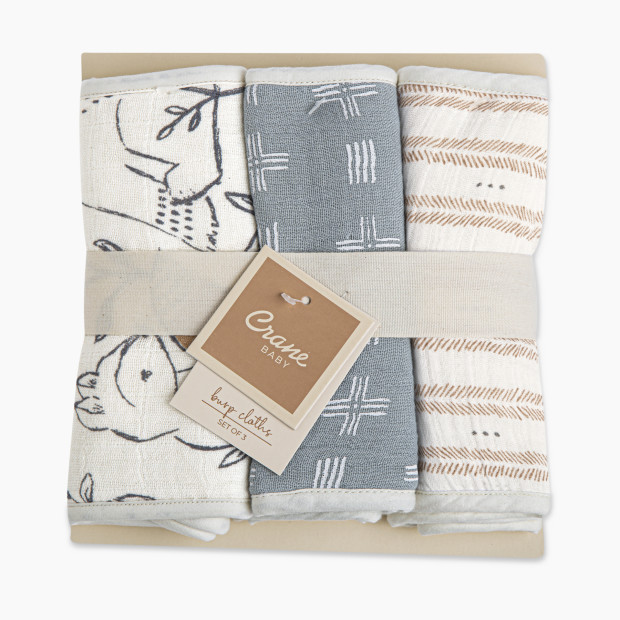 Crane Baby Cotton Muslin and Terry Burp Cloth Set (3 Pack) - Ezra.
