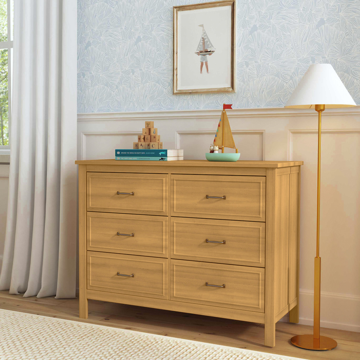 daVinci Charlie 6-Drawer Double Dresser - Honey.
