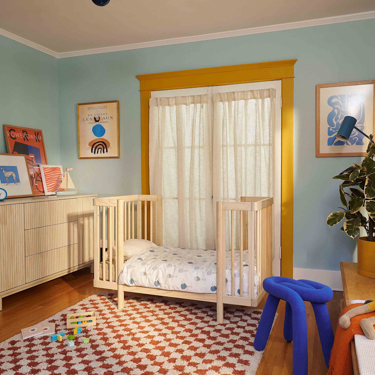 babyletto Pogo 8-in-1 Convertible Crib with All-Stages Conversion Kits - Blonde.