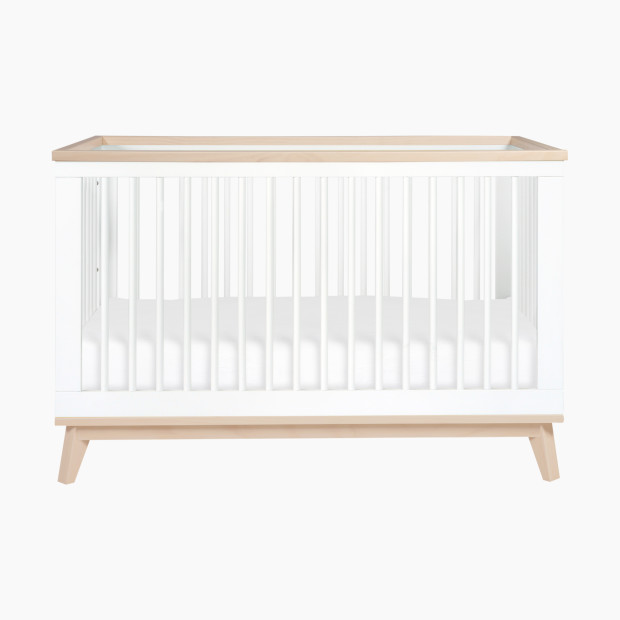 babyletto Scoot 3-in-1 Convertible Crib with Toddler Bed Conversion Kit - White/Washed Natural.