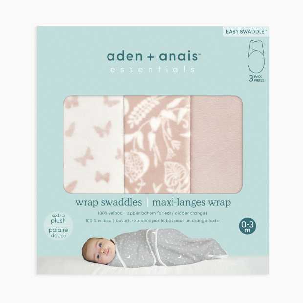 Aden + Anais Essentials Wrap Swaddles Minky (3 Pack) - Garden, 0-3 Months.