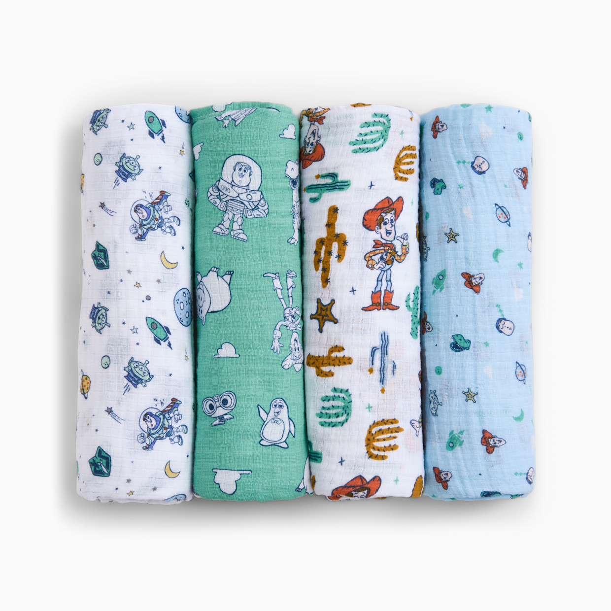 Aden + Anais Disney Essentials Cotton Muslin Swaddles (4 Pack) - Toy Story, 4.