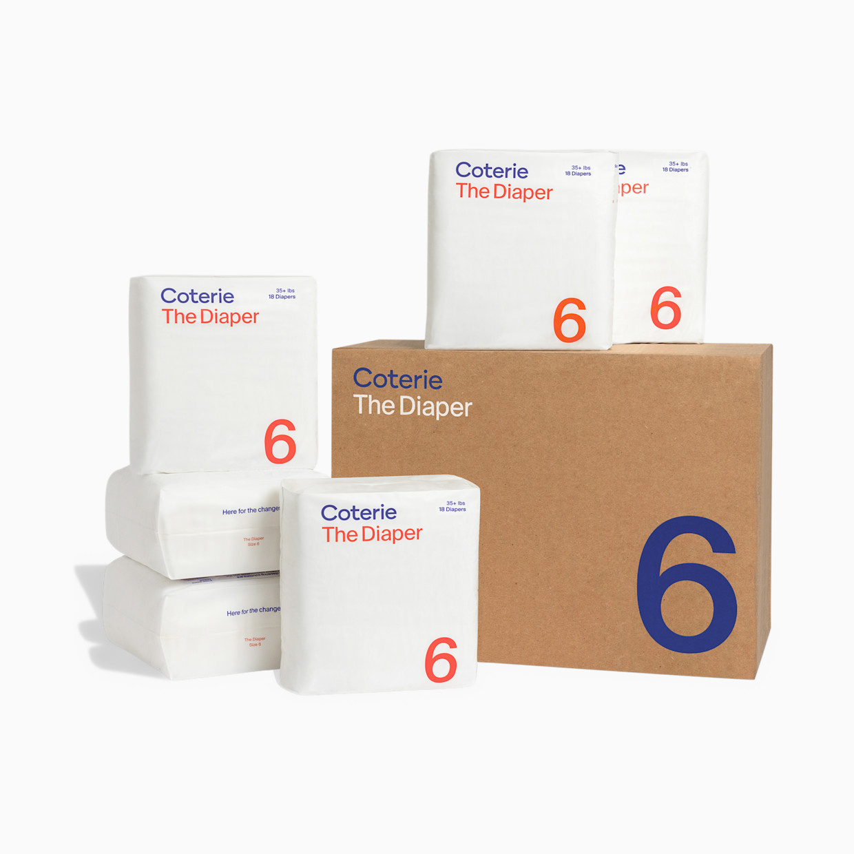 Coterie Ultra Soft Diapers, Monthly Supply - Size 6, 108 Count.