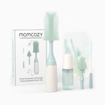 Momcozy Bottle Brush Kit, Innovative Push-Press Design for Better Cleaning - Baby Bottle Cleaner Brush for Baby Bottle, Breast Pumps, Nipples, and More - Can Generate Foam for Better Cleaning, Green