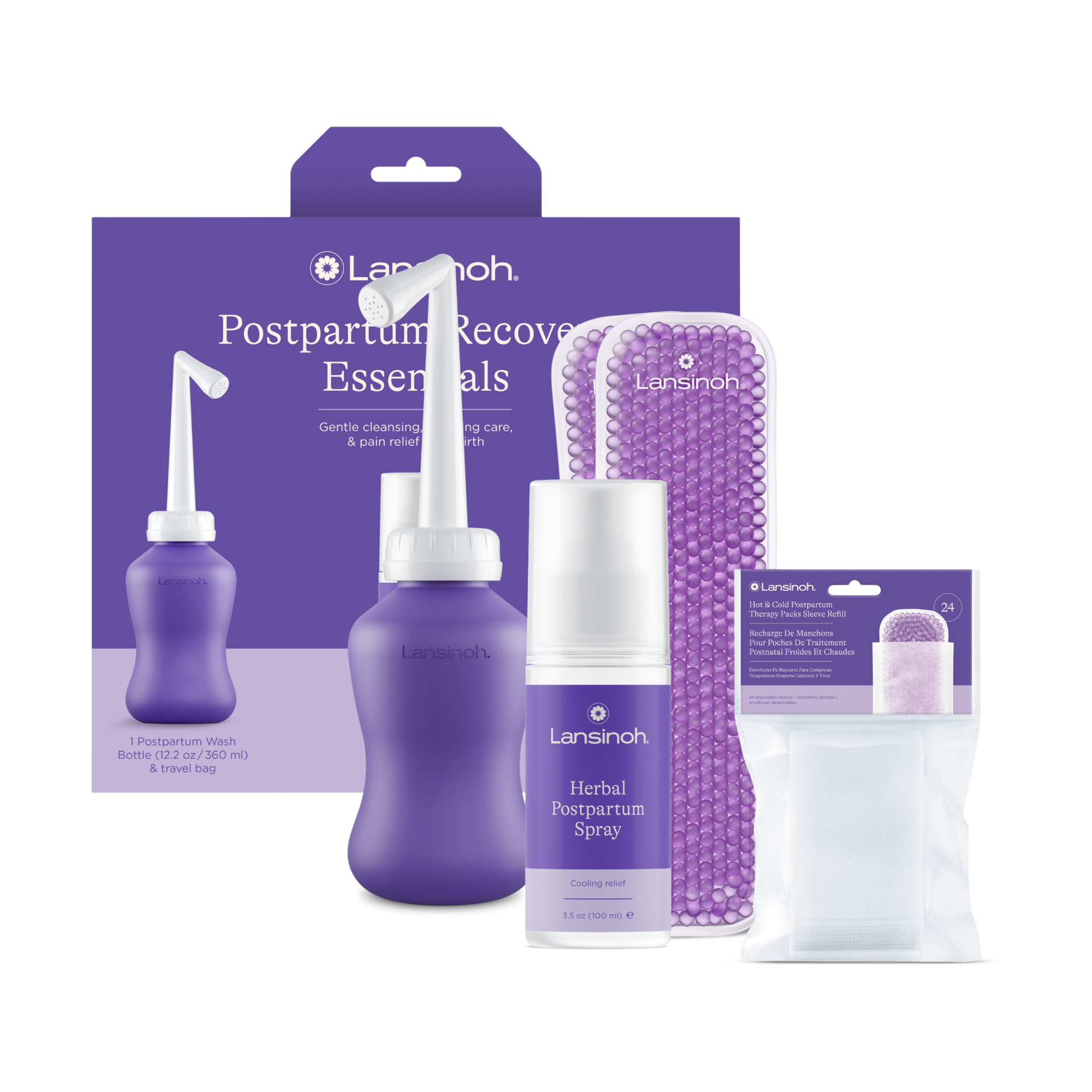 Lansinoh Postpartum Recovery Essentials.