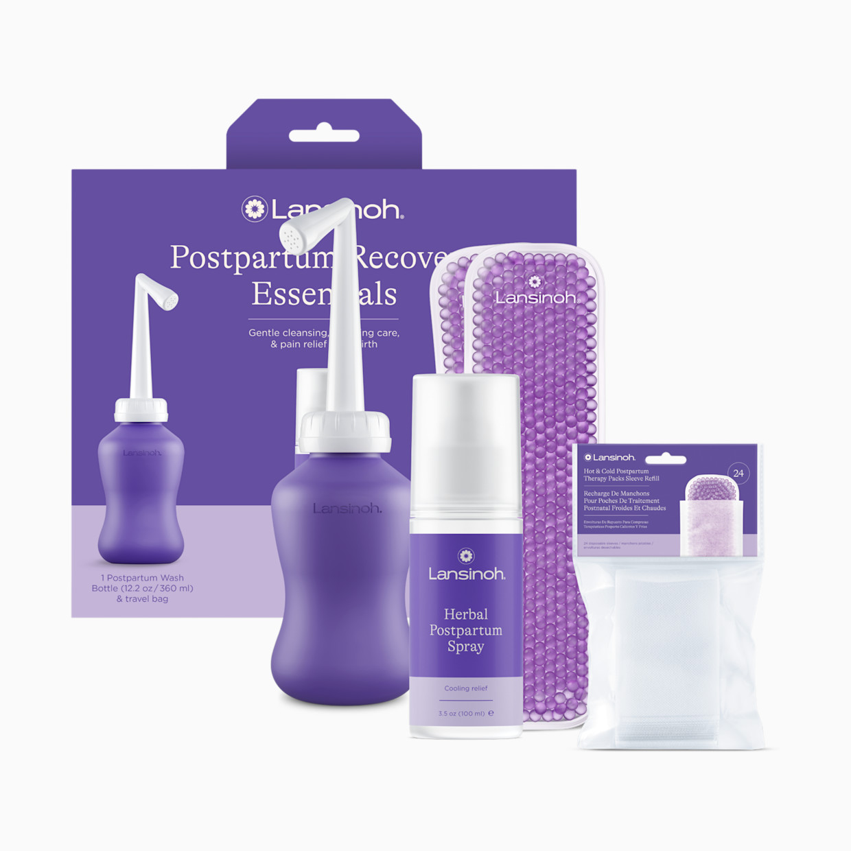Lansinoh Postpartum Recovery Essentials.