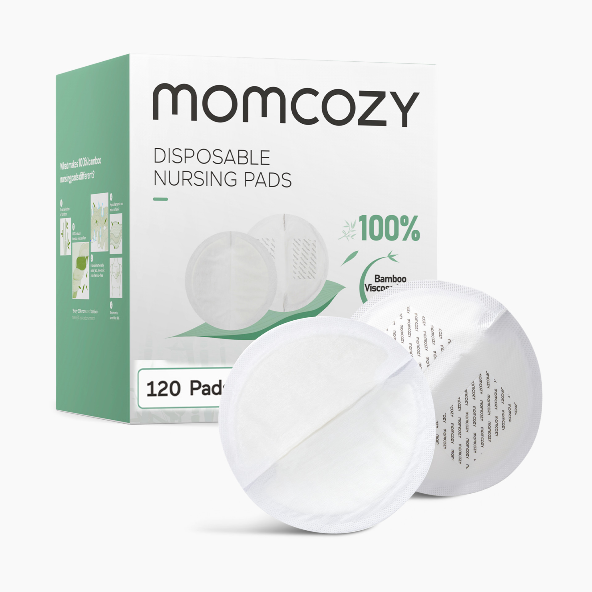 Momcozy Bamboo Fiber Disposable Nursing Pads - White, 120