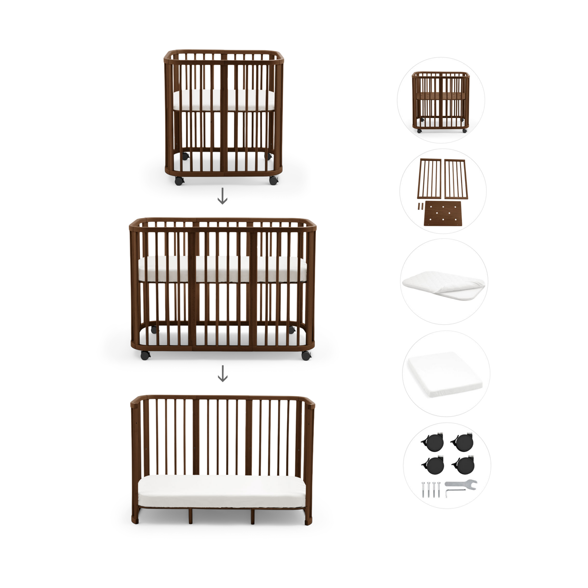 Stokke Nighti 3-in-1 Convertible Crib - Warm Brown.