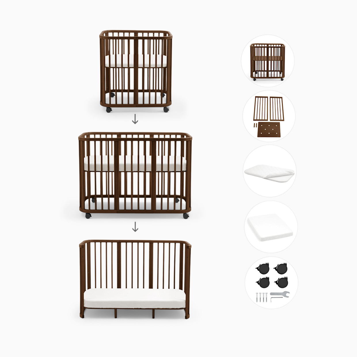 Stokke Nighti 3-in-1 Convertible Crib - Warm Brown.