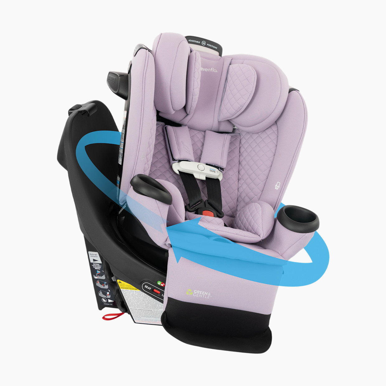 Evenflo Revolve360 Extend All-in-One Rotational Car Seat with Green & Gentle Fabric - Agate.