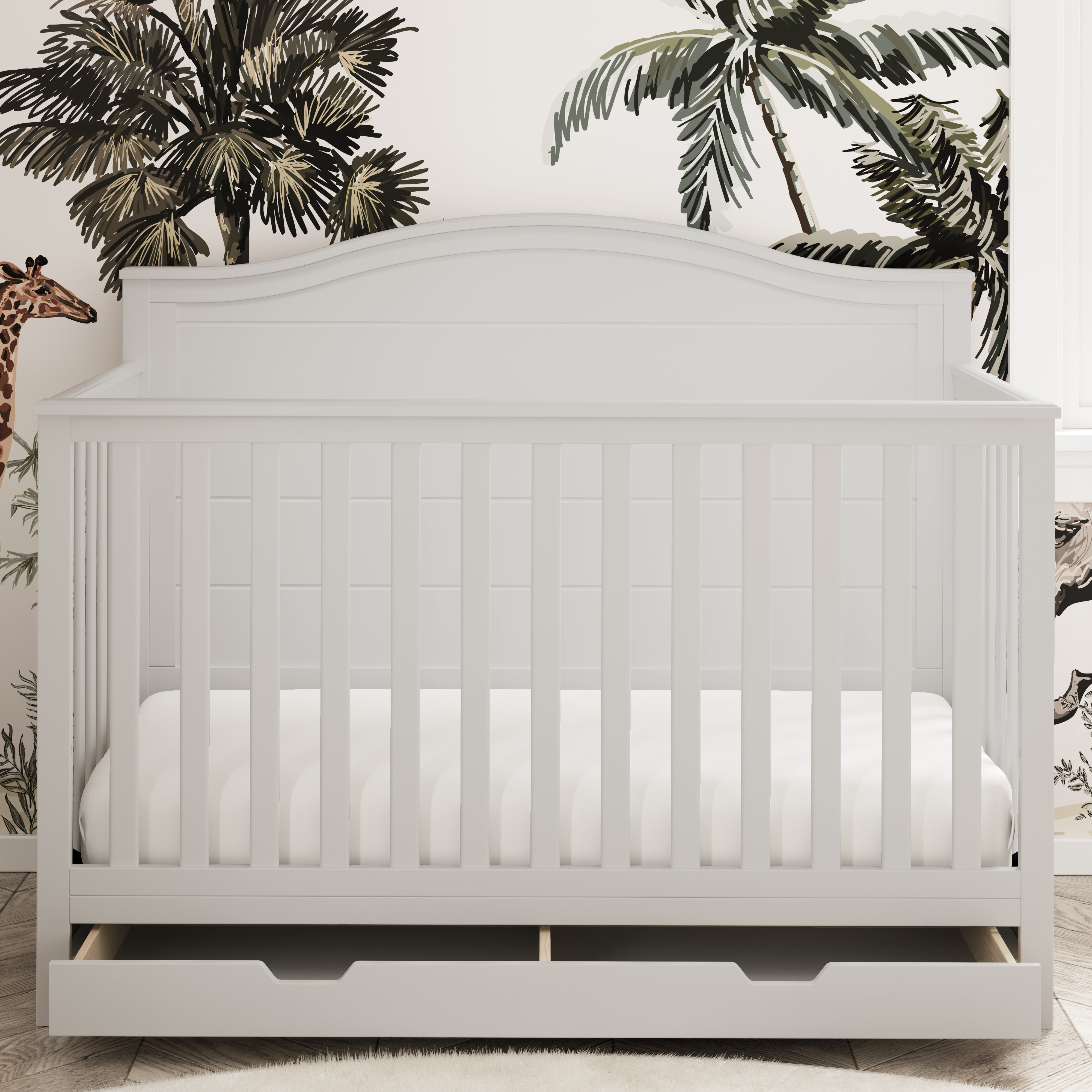 Storkcraft Moss 4-in-1 Convertible Crib with Drawer.