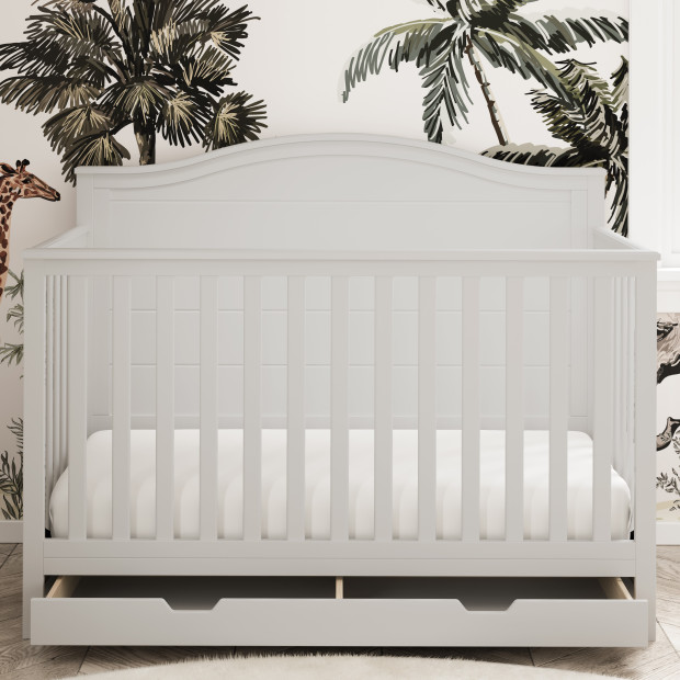 Storkcraft Moss 4-in-1 Convertible Crib with Drawer - White.