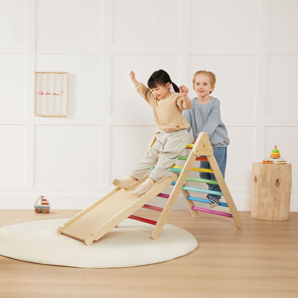 Tiny Land 7-in-1 Rainbow Climbing Set.