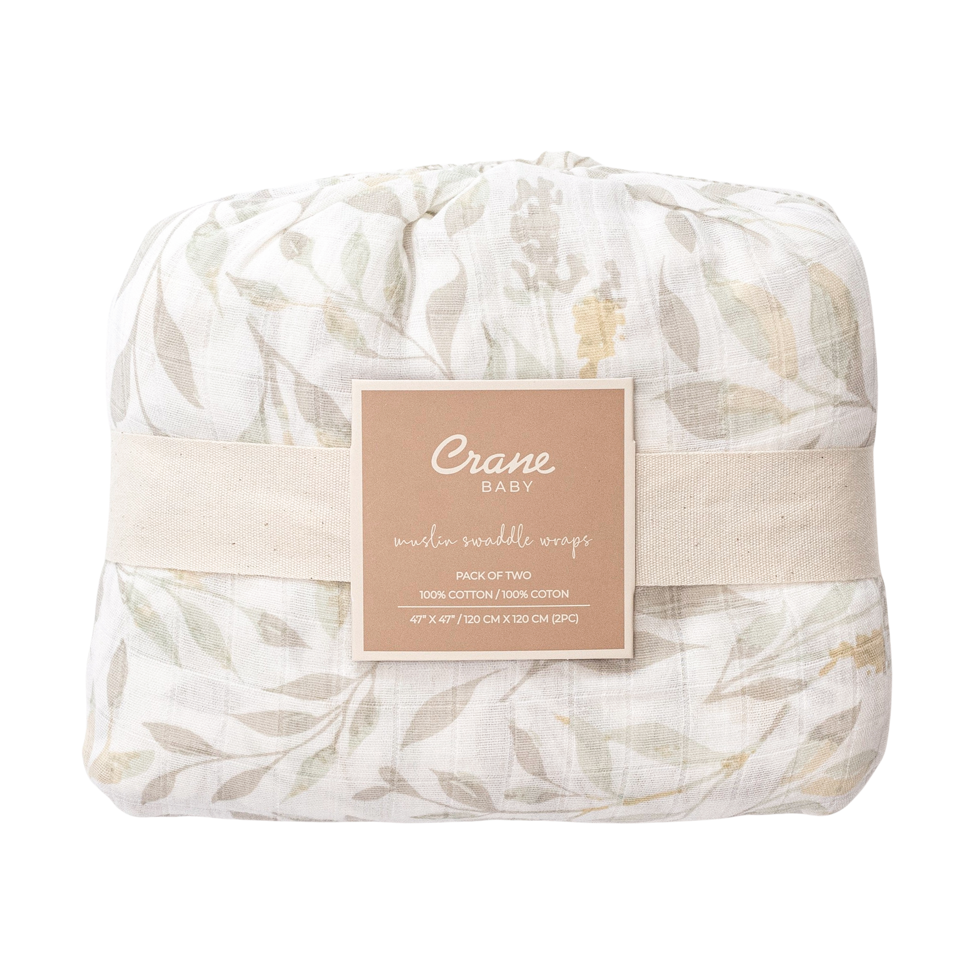 Crane Baby Cotton Muslin Swaddles (2 Pack) Willow MultiColor Leaf