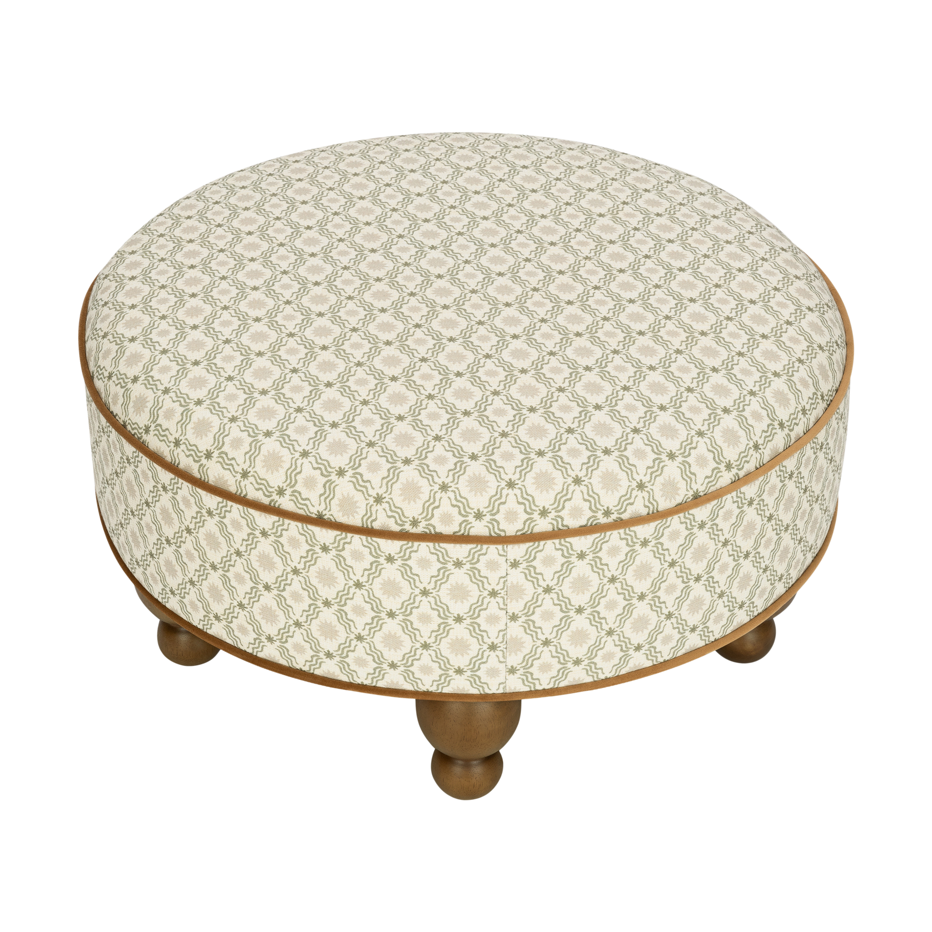 babyletto Astre Ottoman by Nate Berkus - Performance Olive Star Eco-Crossweave W/ Toffee Feet.