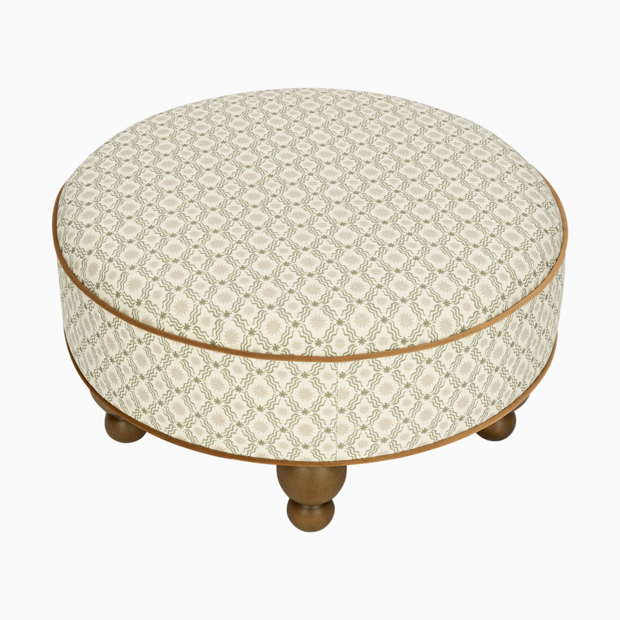 babyletto Astre Ottoman by Nate Berkus - Performance Olive Star Eco-Crossweave W/ Toffee Feet.