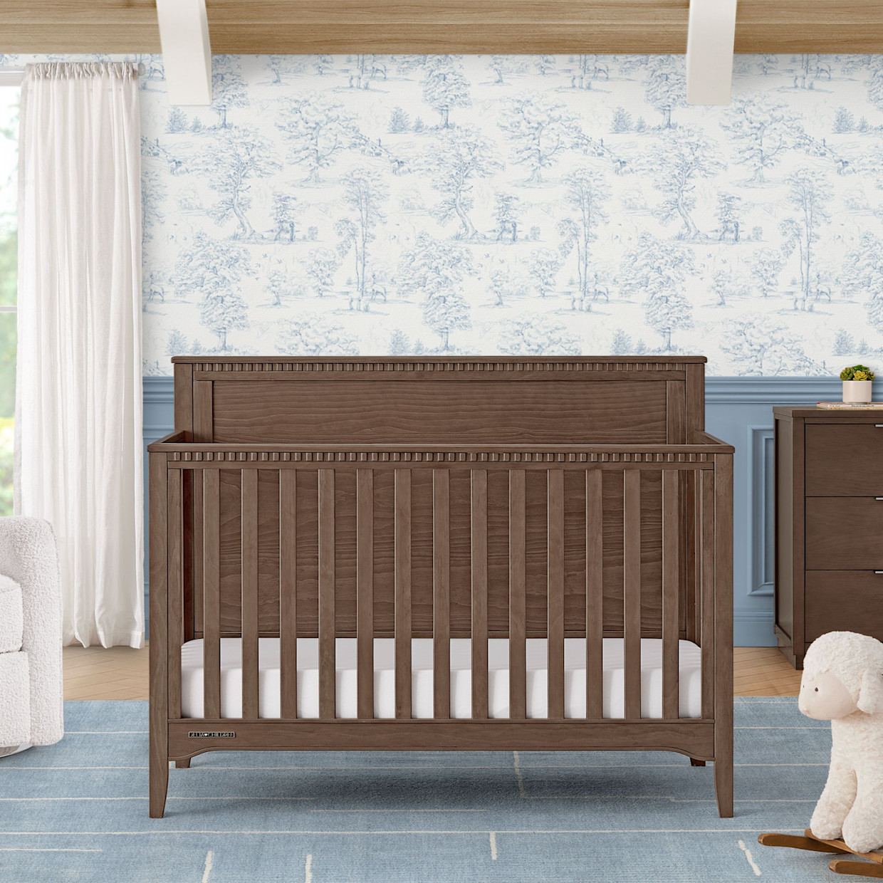 Delta Children Kendall 6-in-1 Convertible Crib - Teak Brown.