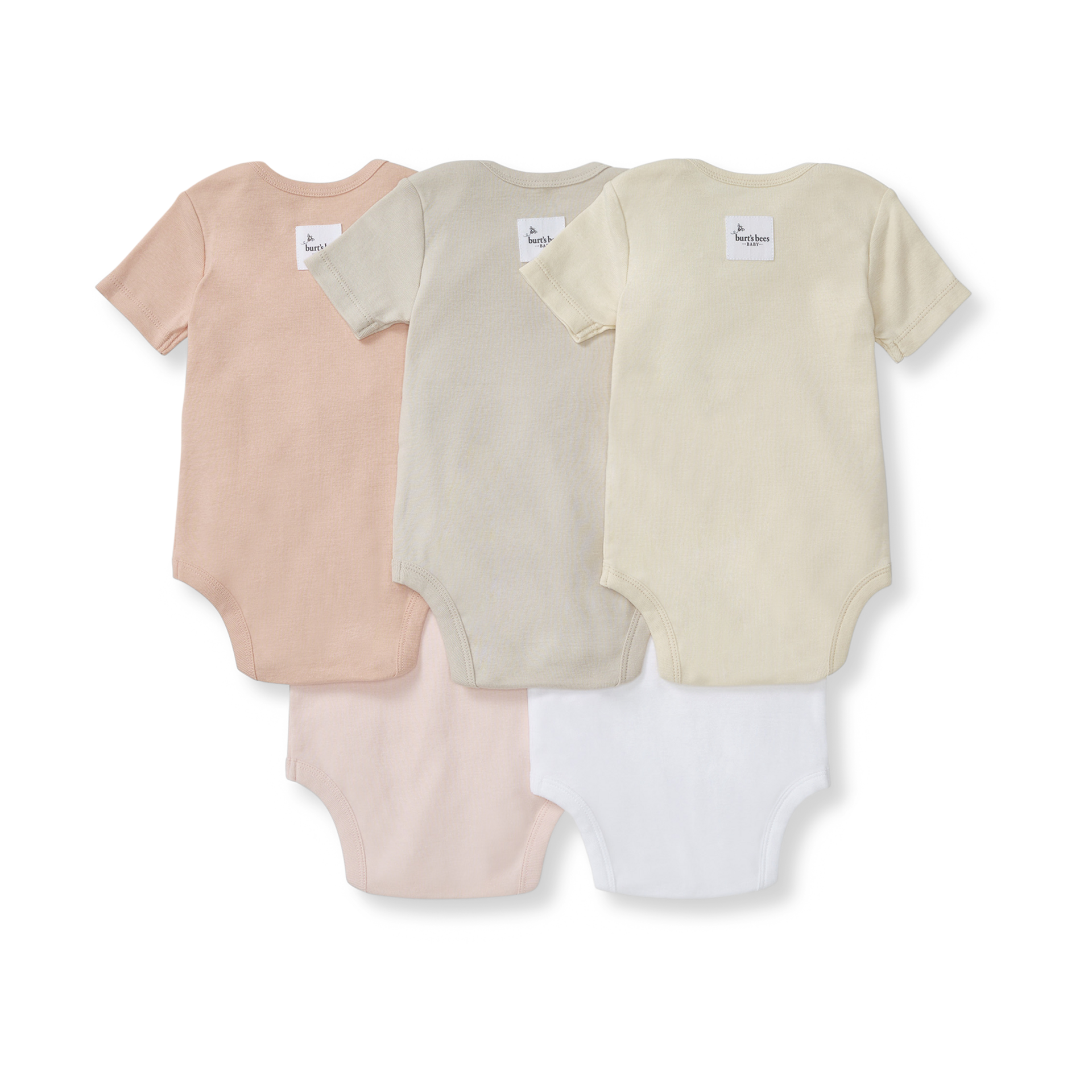 Burt's Bees Baby Organic Short Sleeve Bodysuit (5 Pack) - Pink Sand, 3-6 M.