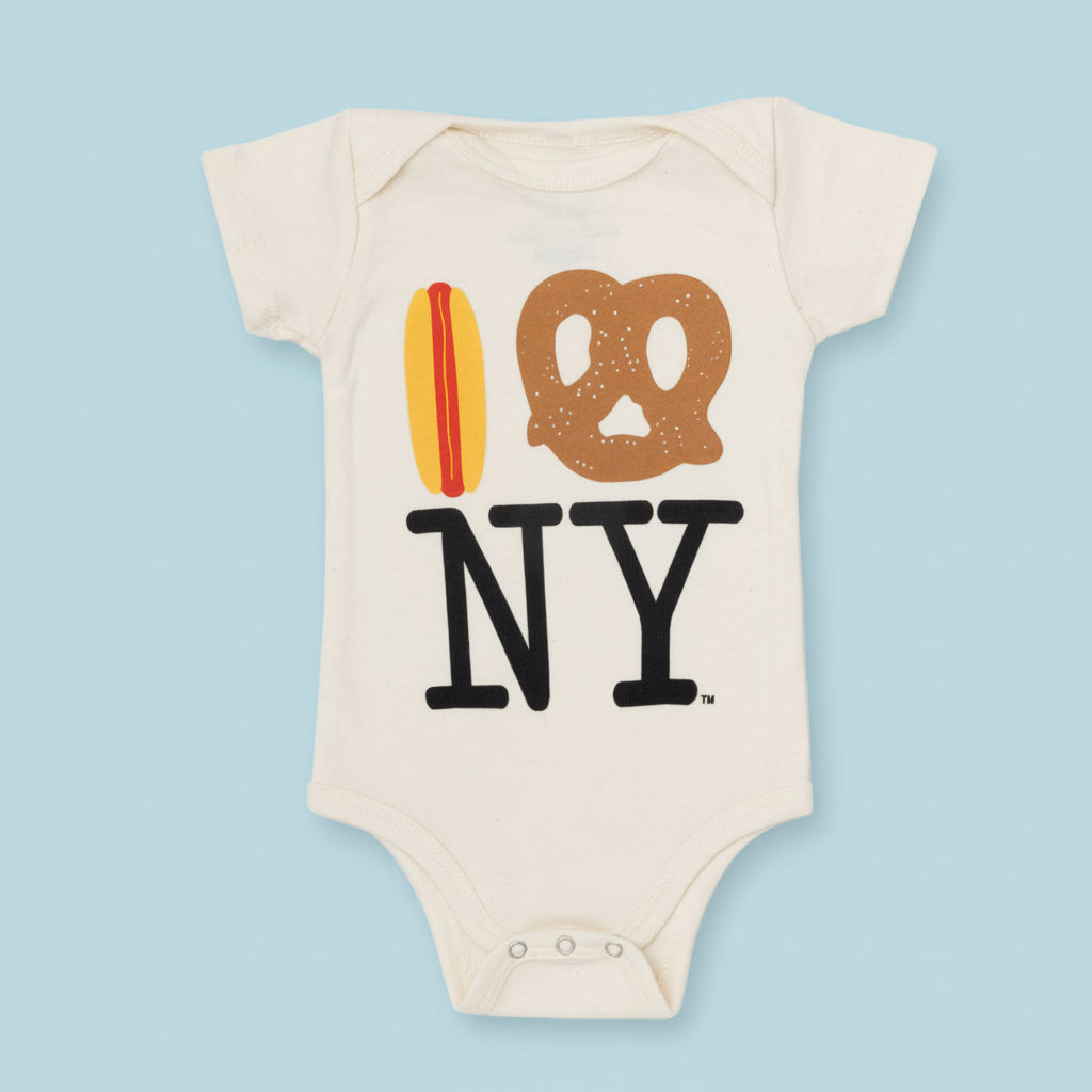 Piccoliny Hot Dog Pretzel NY Onesie.